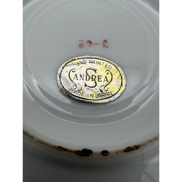 Vintage Handpainted Andrea Japan Porcelain Plate Purple Flowers Gold Trim 4.25" - Picture 3 of 5